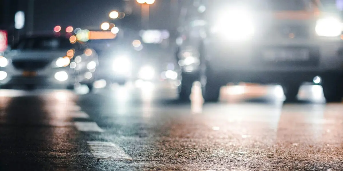 headlights of multiple vehicle accident