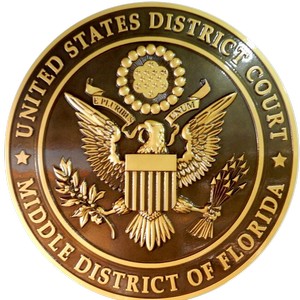 Emblema dorado del Tribunal de Distrito de los Estados Unidos - Distrito Medio de Florida